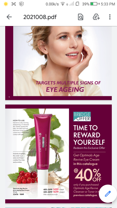 Anti aging eye cream uploaded by Oriflame business on 8/1/2021