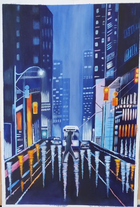 Acrylic Shanghai night painting uploaded by business on 8/2/2021