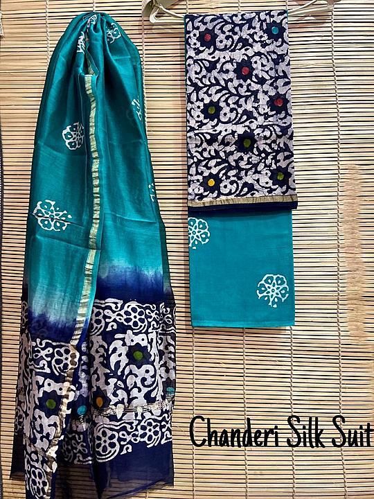 Post image Chanderi silk suit set’s are available 
Good quality all info 9928481460