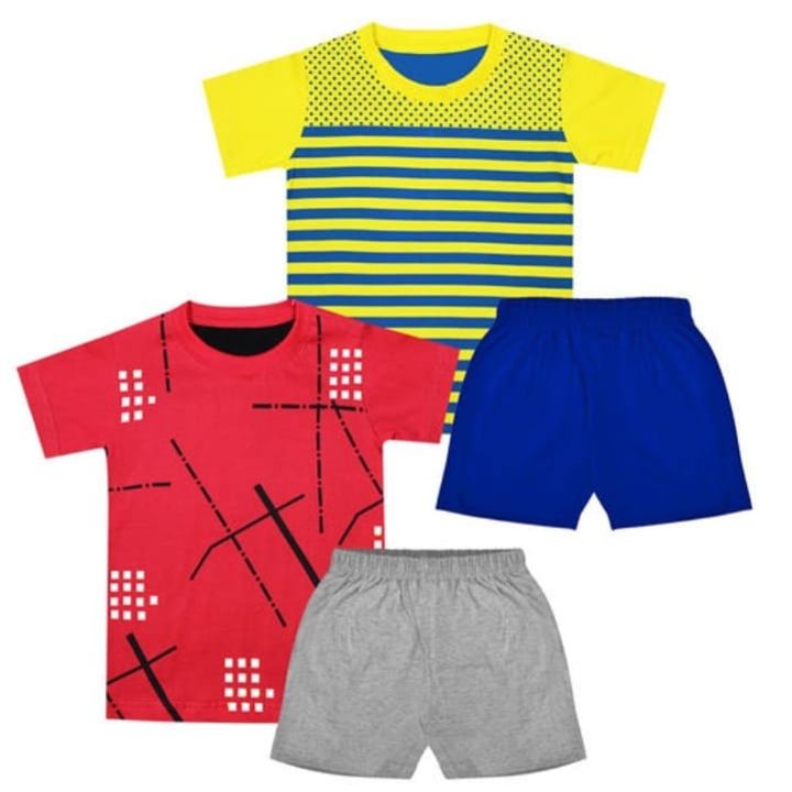 Boy's Cotton Abstract Print Half Sleeve T-shirt and Shorts_Pack of 2 uploaded by business on 8/2/2021