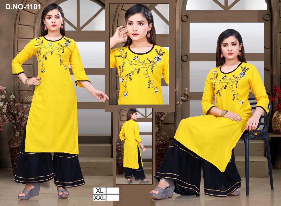 Product image of Embroidery work Kurtis with sarara, price: Rs. 360, ID: embroidery-work-kurtis-with-sarara-2868d7ce