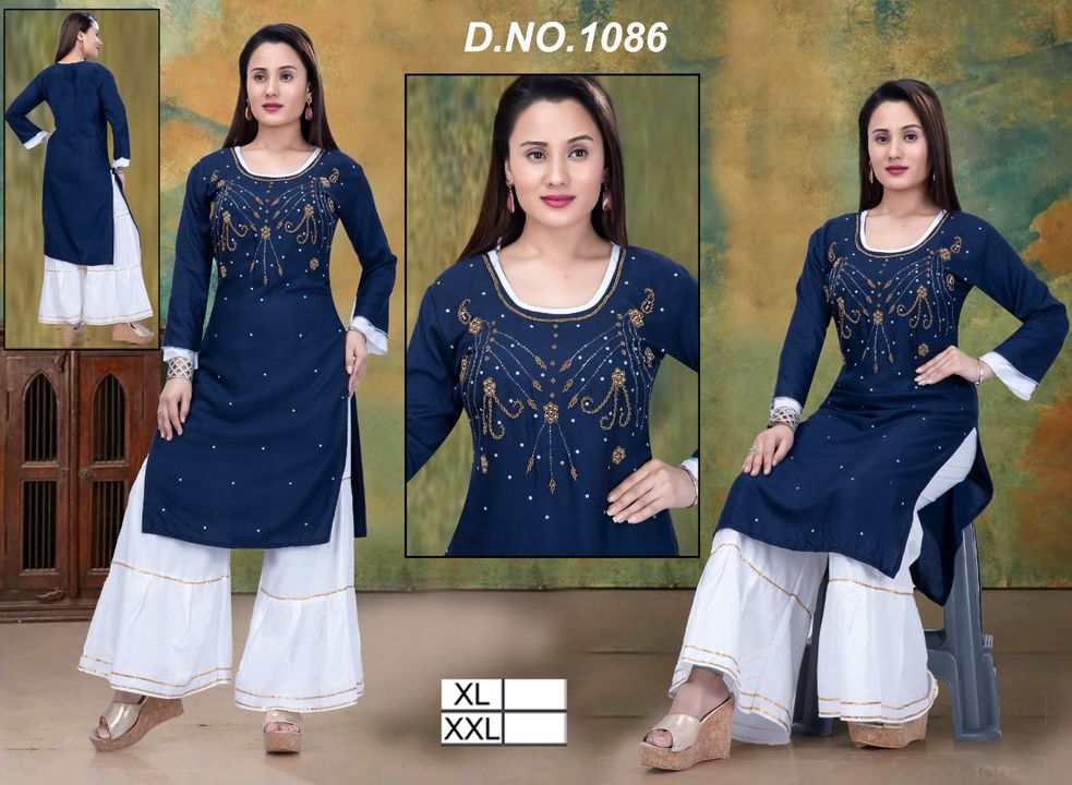 Product image of Embroidery work Kurtis with sarara, price: Rs. 360, ID: embroidery-work-kurtis-with-sarara-529b107b