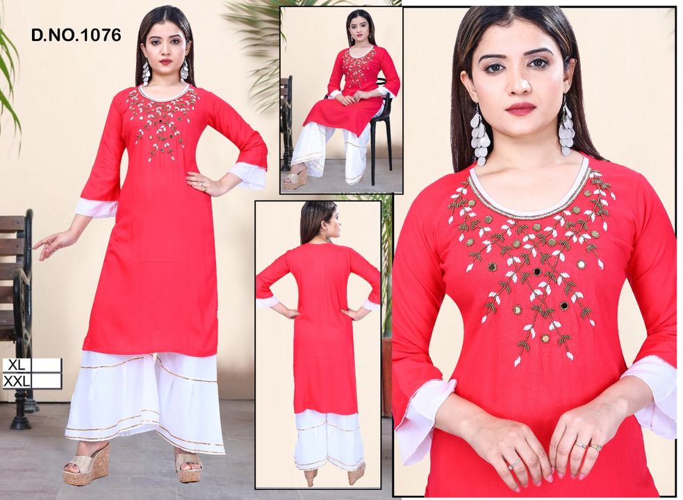 Product image of Embroidery work Kurtis with sarara, price: Rs. 360, ID: embroidery-work-kurtis-with-sarara-0e2d58ea