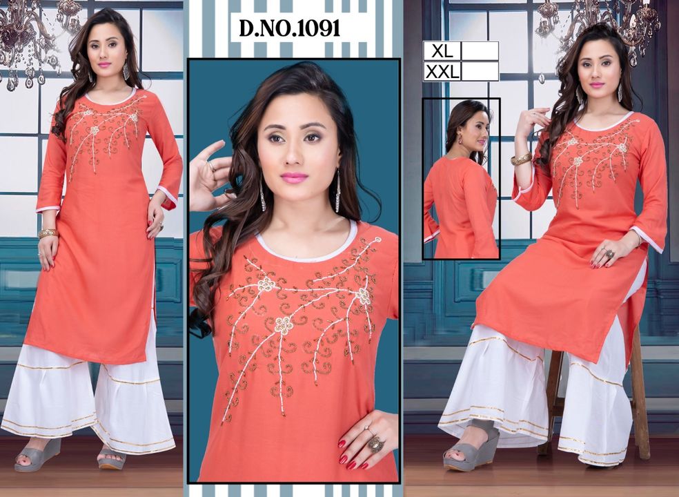 Product image of Embroidery work Kurtis with sarara, price: Rs. 360, ID: embroidery-work-kurtis-with-sarara-8ce237df