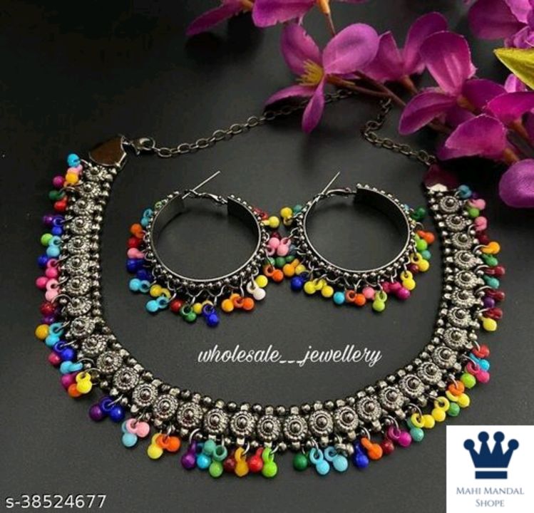 Catalog Name:*Shimmering Fancy Women jewellery set*

Plating: Oxidised Silver
Stone Type: No Stone,A uploaded by business on 8/3/2021