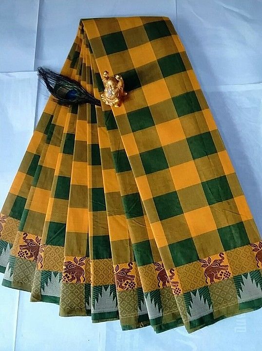 60s count checked cotton saree uploaded by Cotton sarees on 8/27/2020