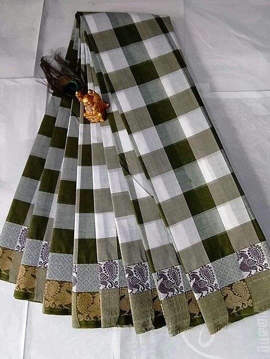 60s count checked cotton saree uploaded by business on 8/27/2020