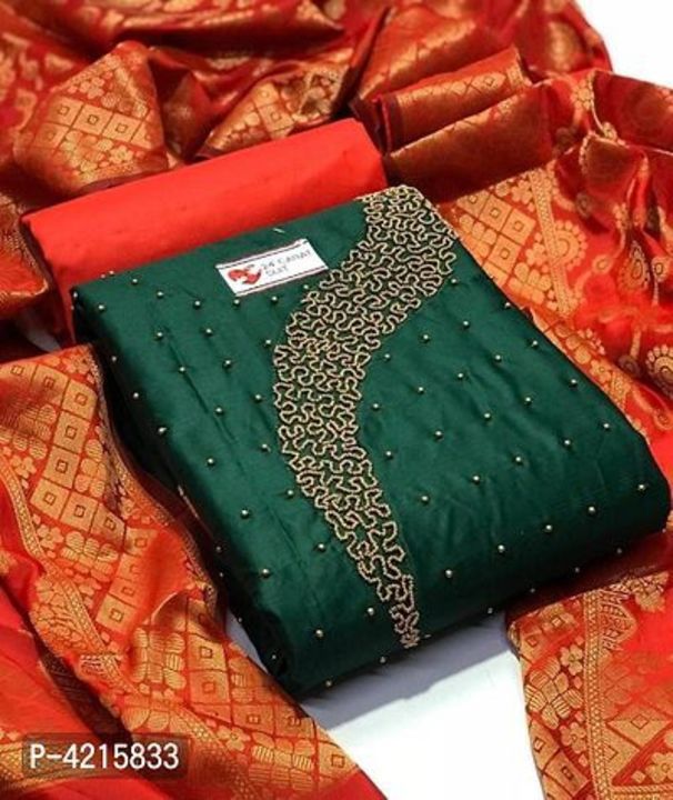 Cotton embroidered dress material with dupatta  uploaded by business on 8/4/2021