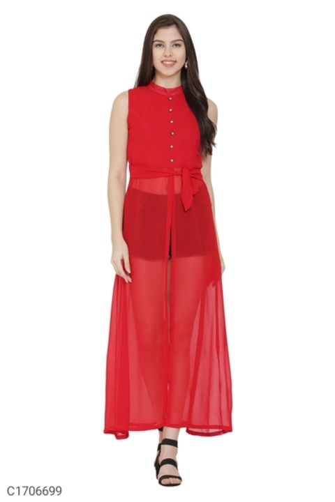 Women's Georgette Solid Maxi Dresses uploaded by Menkas Fashion on 8/4/2021