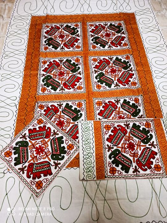 Post image 😍All handicraft Embroidery work items like Bedsheet, Diwan set, sofa cover, table runner, wall hanging, toran, cushion cover, Table Cover,Hand bag many more😍