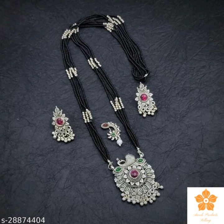 Post image Catalog Name:*Elite Glittering Mangalsutras*Base Metal: AlloyPlating: Oxidised SilverStone Type: Artificial Stones &amp; BeadsSizing: Non-AdjustableSizes:Free Size (Length Size: 30 in) 
Easy Returns Available In Case Of Any Issue