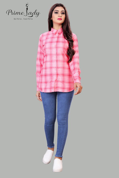 Pink checked shirt  uploaded by Bhumi fashion on 8/4/2021