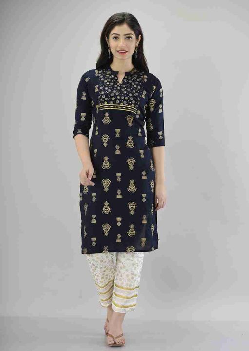 Post image NeW DesigN 
Best Quality always 
Reyon fabric kurti with pant 
Best Quality gold print and adda work 
*M to xxxl*   *38 to 46*
🆓 ship* 
Ready to Dispatch 
Book fast 🏃🏻‍♀️🏃🏻‍♂️
