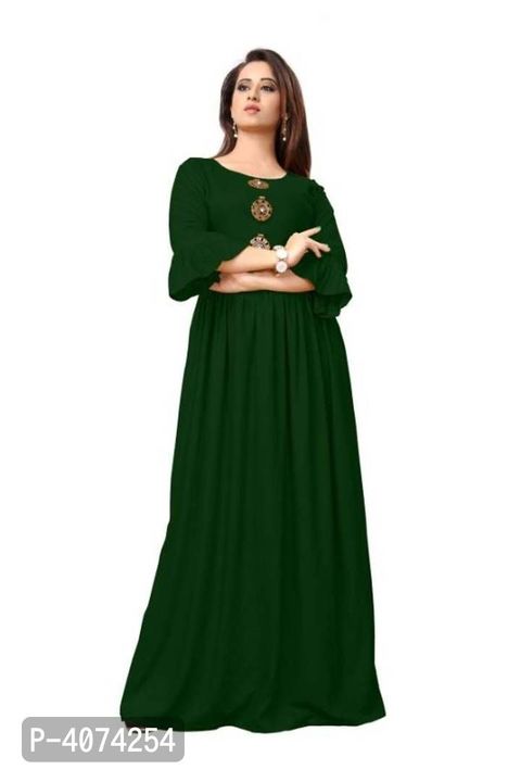 Post image Solid Long Rayon Women's Gowns
Size: MLXL2XL
 Color: Green all colours available
 Fabric: Rayon
 Type: Stitched
 Style: Embellished
Within 6-8 business days However, to find out an actual date of delivery, please enter your pin code.