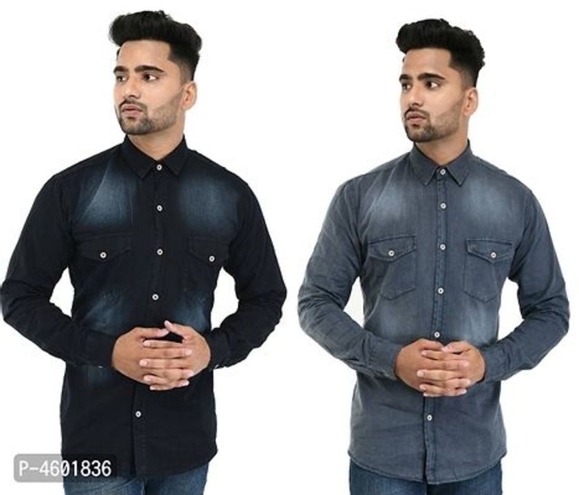 Denim Long Sleeves Slim Fit Casual Shirts For Men's (Combo Pack) uploaded by business on 8/5/2021