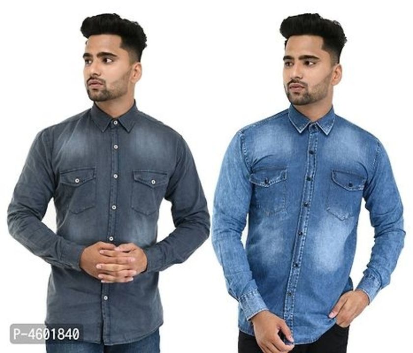 Denim Long Sleeves Slim Fit Casual Shirts For Men's (Combo Pack) uploaded by business on 8/5/2021