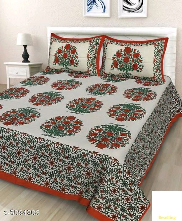 Catalog Name:*Stylish Cotton 100 X 90 Double Bedsheet Vol 1*
Fabric: Cotton
No. Of Pillow Covers: 2
 uploaded by business on 8/5/2021