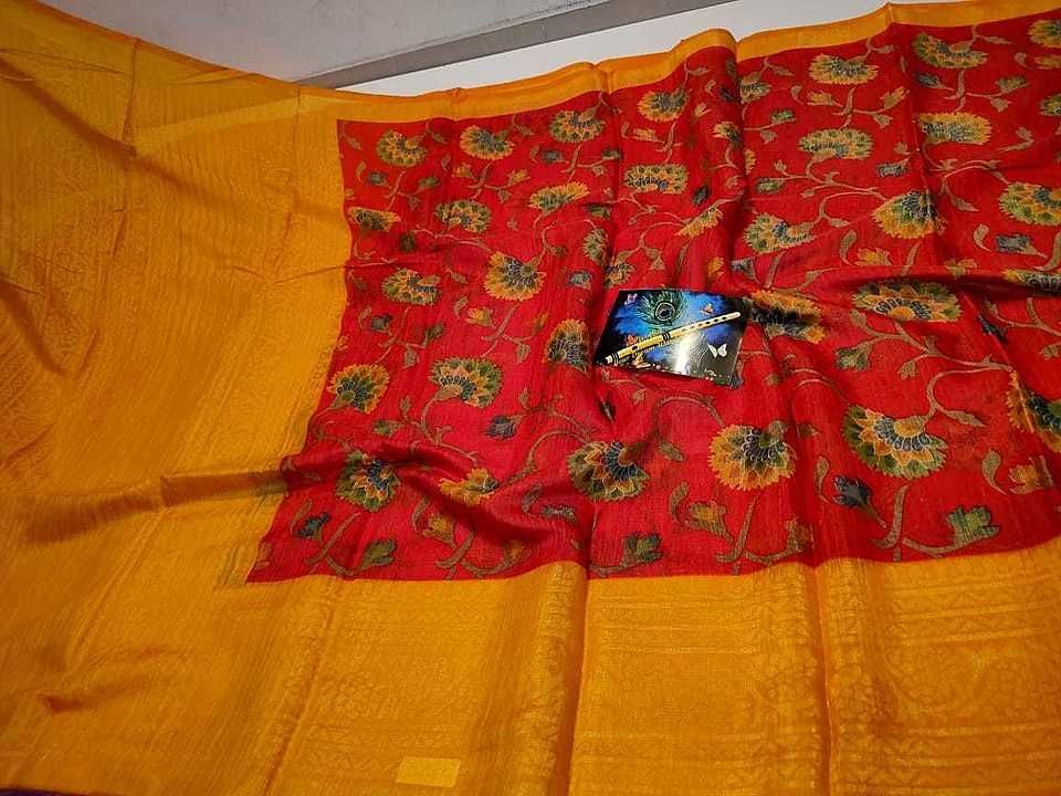 Post image *SWASA*

Available colours💓💚💛🤎

Beautiful kreta digital brasso sarees😘😘All-over nice weaving flower butties🥰🥰
With contrast digital border n
Contrast Rich pallu👌👌
Contrast brasso butties blouse😎😎

*Flat 1149/- free shipping*