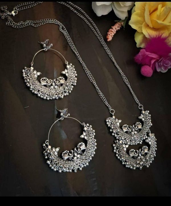 Oxidised necklace with earrings uploaded by business on 8/5/2021