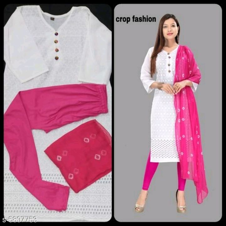 Women cotton e-line embroidery kutri set. uploaded by business on 8/5/2021