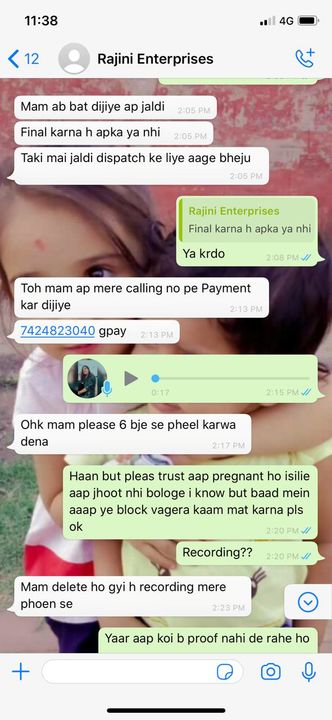 Post image @Trisha Ventures  She is such a fraud person please don't buy from her I will share her chats with u all she took my money nd not replying me please guys raist a complaint on her if any buddy is familiar I will share the screenshot of her face too and the chats and the money I paid to her she lied me abut her pregnancy also that she is pregnant and sooo I sent her the money to such a fraudsters be aware guy's..!!
Seee all the pictures guys...√√