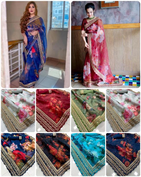 Post image Here we go with beautiful pure Organza digital Printed Hand Work sarees for your upcoming festive or party or marriage entry....💁🏻🌷🧚🏻‍♀
It has all over hand work throughout the body and cutwork border which work is made it with sequence and with handstone work..
Banglori silk blouse WITH Work (image shown)
      *NAFIZA*
✅ Price (₹) 999/- +$♥️               Ready Full stock🙂🙂
Note : *Our Lace Border Size 3 Inch**Dont Compare Low Quality Products*3128Vtm