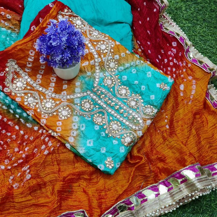 Bandhani Silk Gotapatti Suit uploaded by Ananya creations on 8/5/2021