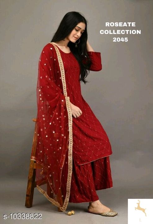 Kurti with palazzos uploaded by Super market on 8/5/2021