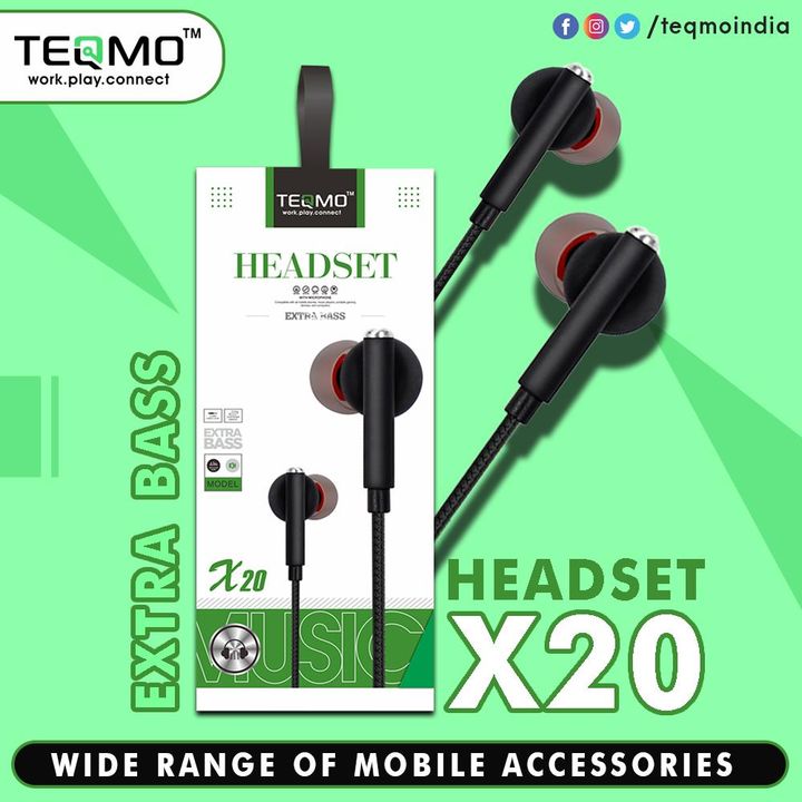 Teqmo X20 wired Headsets uploaded by SRINIKA MOBILE ACCESSORIES  on 8/5/2021
