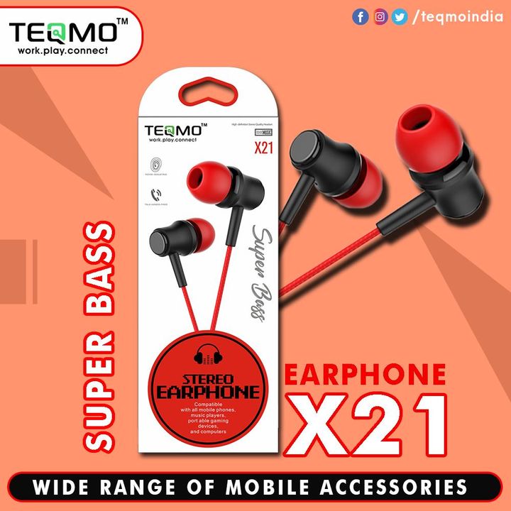 Teqmo X21 wired headset uploaded by SRINIKA MOBILE ACCESSORIES  on 8/5/2021