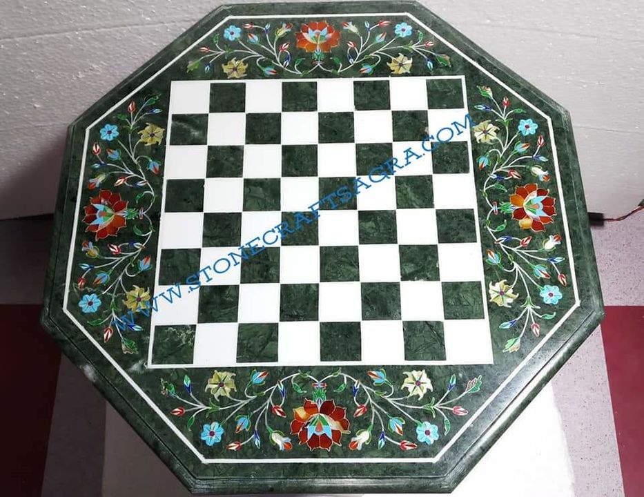 Marble Green Stone Inlay Chess Board  uploaded by business on 8/6/2021