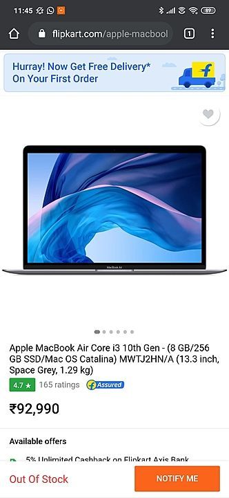 Apple macbook air MWTJ2HN/A  uploaded by business on 8/28/2020