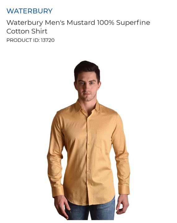 Waterburys Mustard 100% Superfine Cotton Shirt  uploaded by sanjay gondhalekar on 8/6/2021
