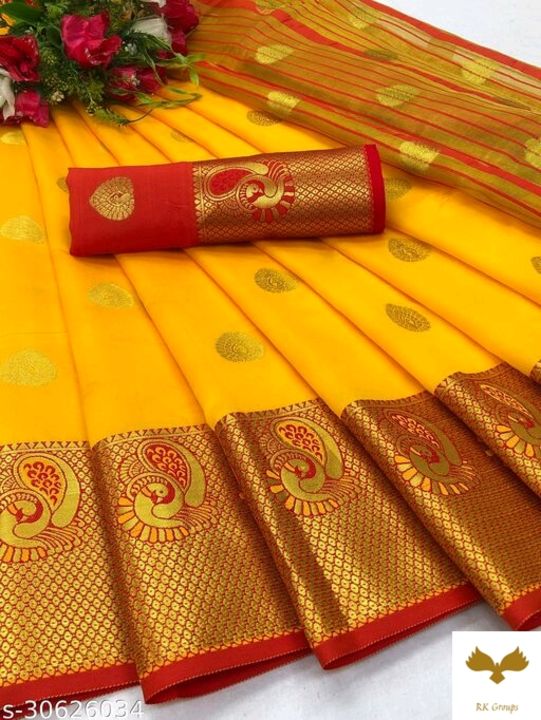 Post image Saree Fabric: Banarasi SilkBlouse: Separate Blouse PieceBlouse Fabric: Banarasi SilkPattern: Zari WovenBlouse Pattern: Product DependentMultipack: SingleSizes: Free Size (Saree Length Size: 5.5 m, Blouse Length Size: 0.8 m) 