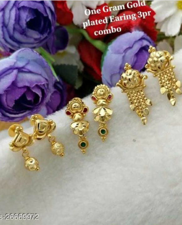 Princess Glittering Earrings
Base Metal: Brass & Copper
Plating: 1Gram Gold
Stone Type: No Stone
Mul uploaded by Monika Collections on 8/6/2021