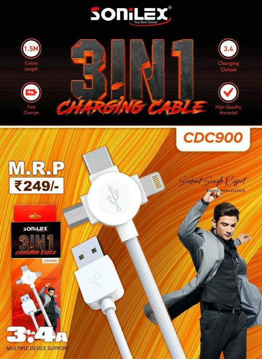 Teslaa 3 in 1 USB Cable   uploaded by CHAMPION  on 8/7/2021