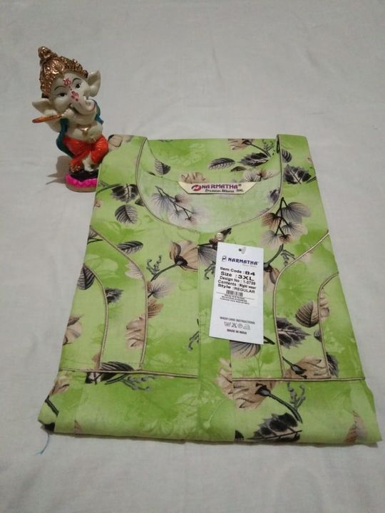 Post image Resellers and customers are most welcome 

Material: Premium Cotton
Model : Regular Fleet

Measurement :
Chest -26"
Shoulder -19"
Length -60"

Additional info:
Complete Overlock 
Piping all over neck design
Fine stitches and perfect fitting