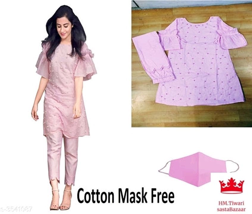  women embelished cotton kurta set with pants  uploaded by HM Indians on 5/30/2020