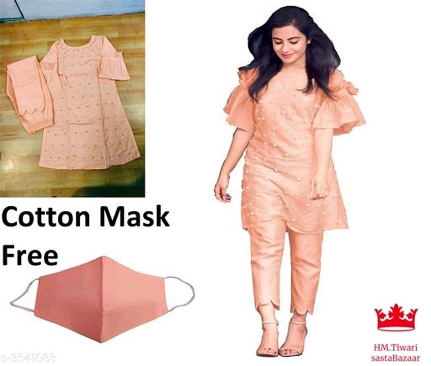  women embelished cotton kurta set with pants  uploaded by HM Indians on 5/30/2020