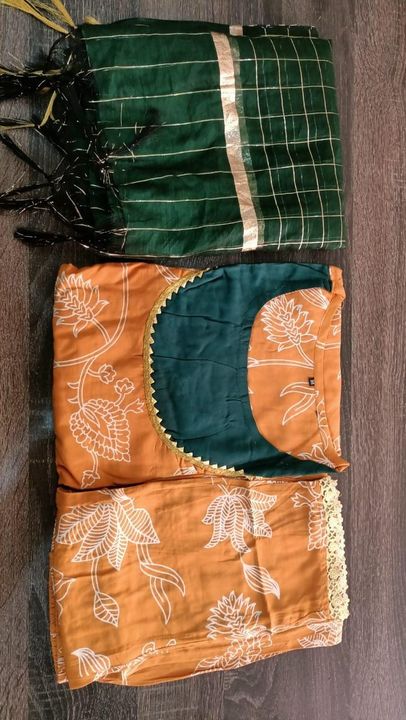 Rayon fabric printed kurti and pant dupatta uploaded by business on 8/7/2021