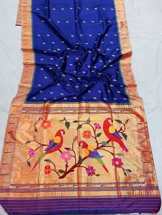 Pure silk handmade muniya broket paithani Saree uploaded by business on 8/28/2020