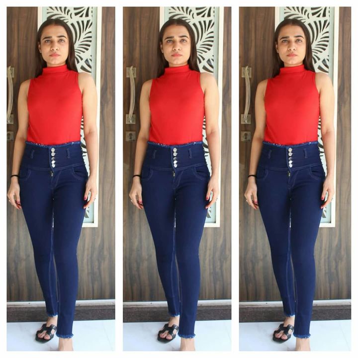Denim strechable high waist jeans uploaded by Omkar textile on 8/7/2021