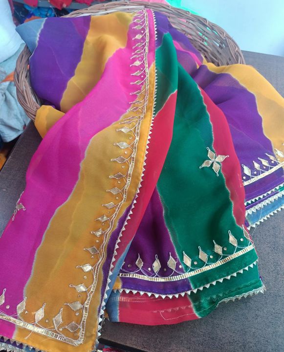 Royal georgett saree in lehriya uploaded by Shree krishana sarees and jwellery on 8/8/2021