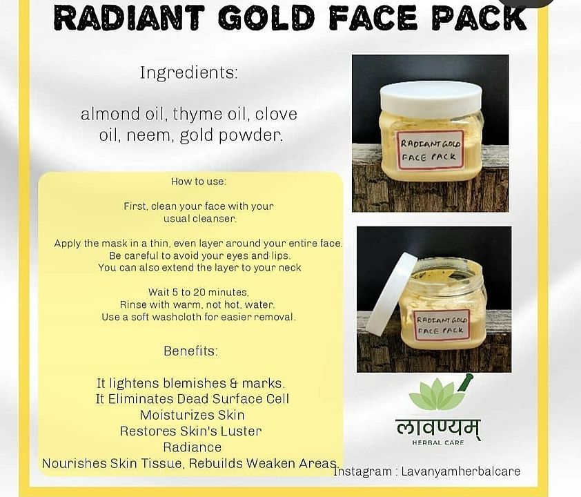 Radiant gold face pack  uploaded by business on 8/28/2020