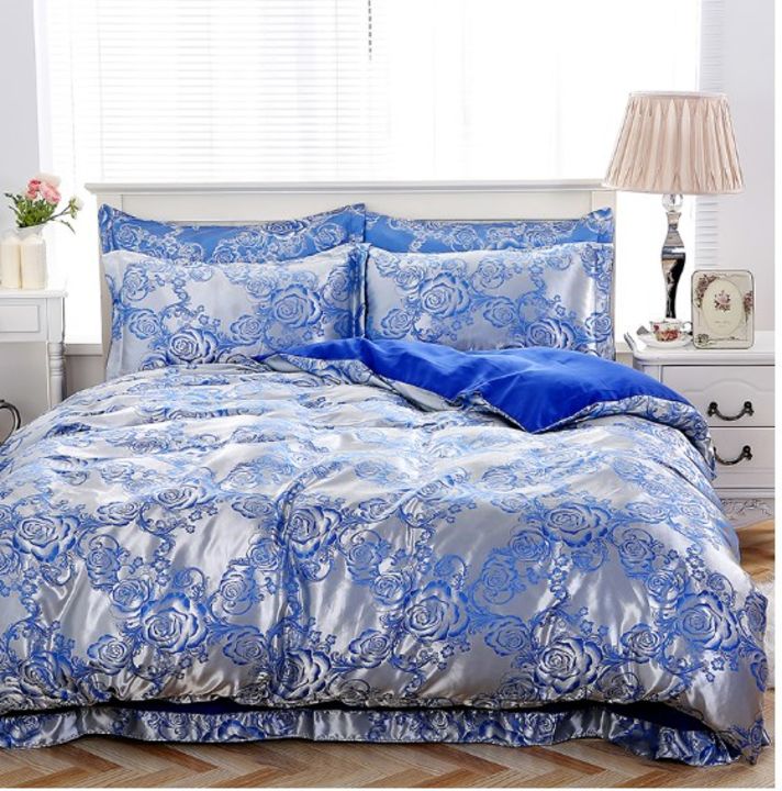 IMPORTED SILK JACKQARD & COTTON 4 PCS DOUBLE BED BEDDING SETS uploaded by business on 8/8/2021
