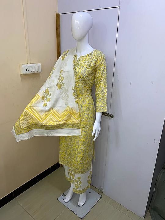 Kurti with plazzo and dupatta  uploaded by business on 8/28/2020