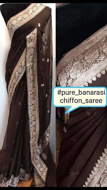 Pure chiffon saree banarasi uploaded by AMINA CREATIONS on 8/28/2020