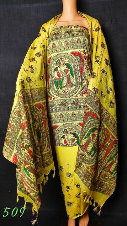 Katan silk madhobani print suit  uploaded by business on 8/8/2021