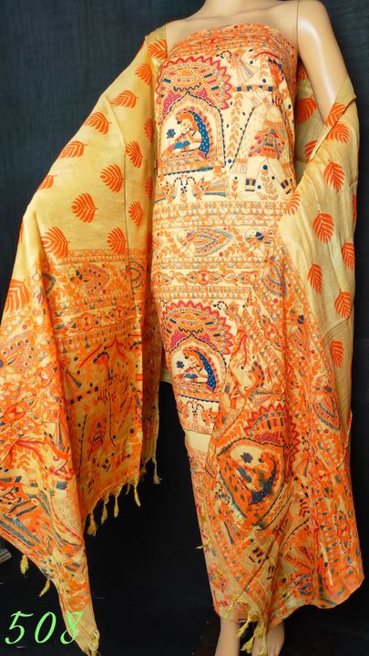 Katan silk madhobani print suit  uploaded by N R Handloom on 8/8/2021