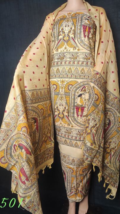 Katan silk madhobani print suit  uploaded by business on 8/8/2021